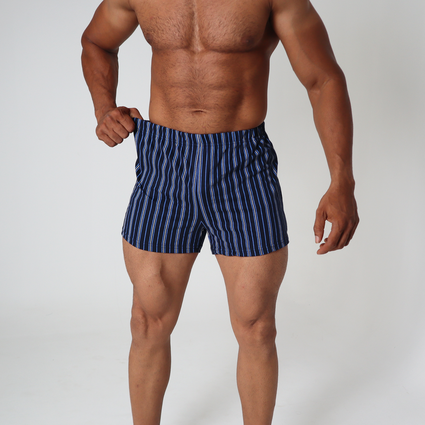Blue Retro Striped Boxer