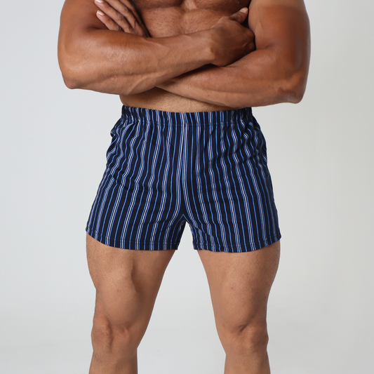Blue Retro Striped Boxer