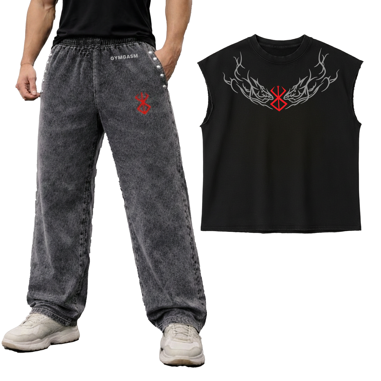 Berserk Rivet Straightfit Pant Tanktop Combo