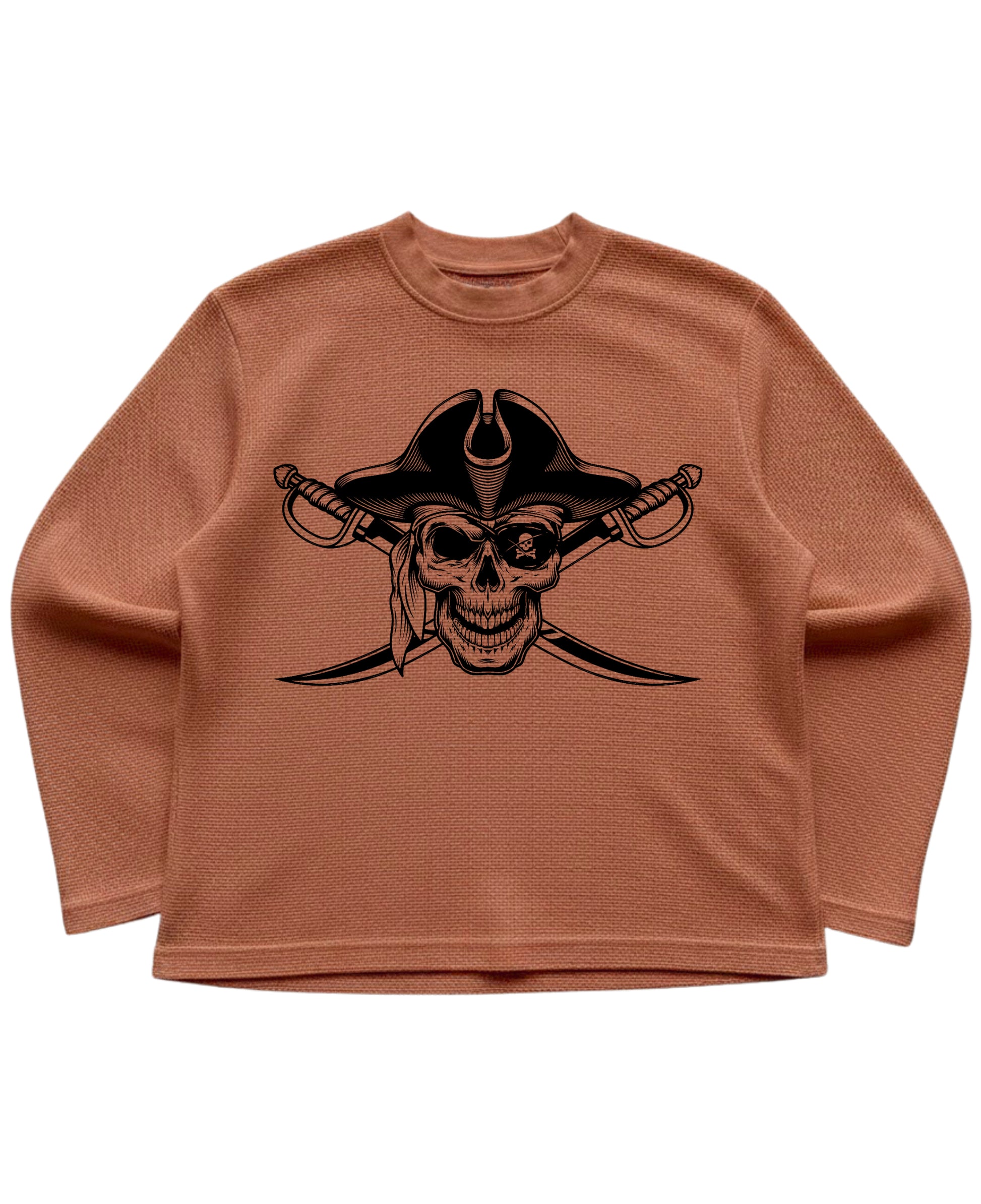 Brown waffle knit oversized full-sleeve Front Design